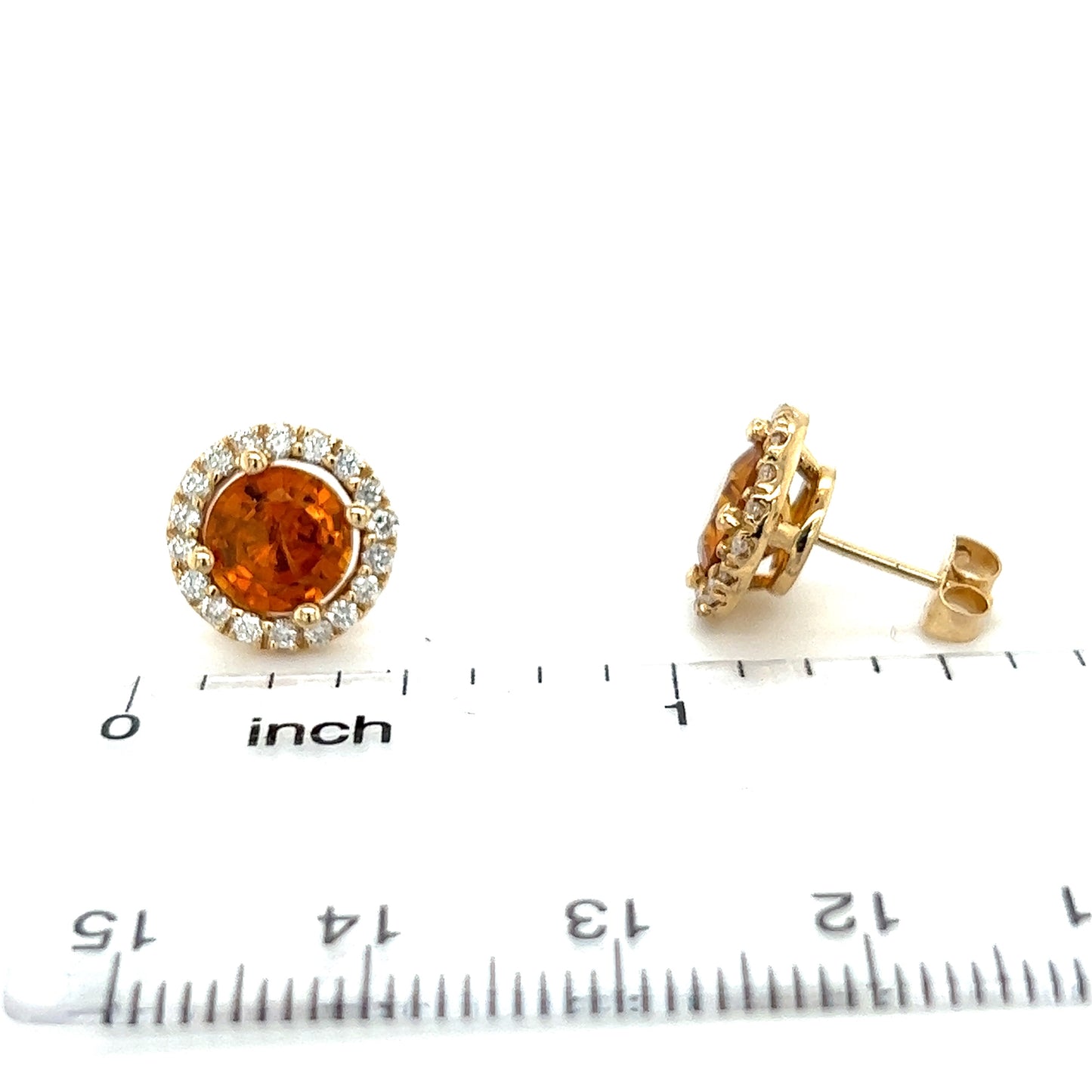 Natural Orange Sapphire Diamond Stud Earrings 14k WG 3.54 TCW Certified $5,975 216662