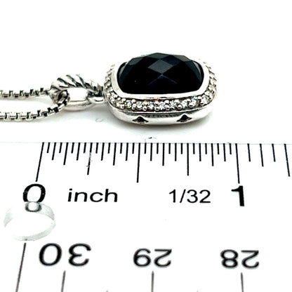 David Yurman Authentic Estate Onyx Noblesse Pendant Necklace 16" Silver 0.25 Cts DY231 - Certified Fine Jewelry