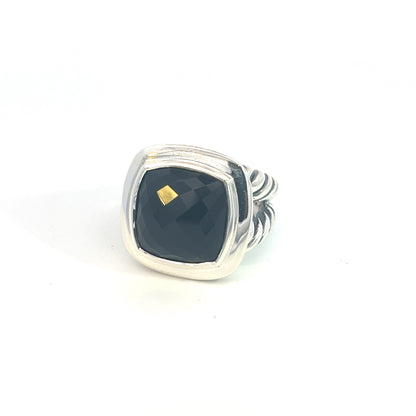 David Yurman Authentic Estate Black Onyx Albion Ring 6 Silver 14 mm DY485