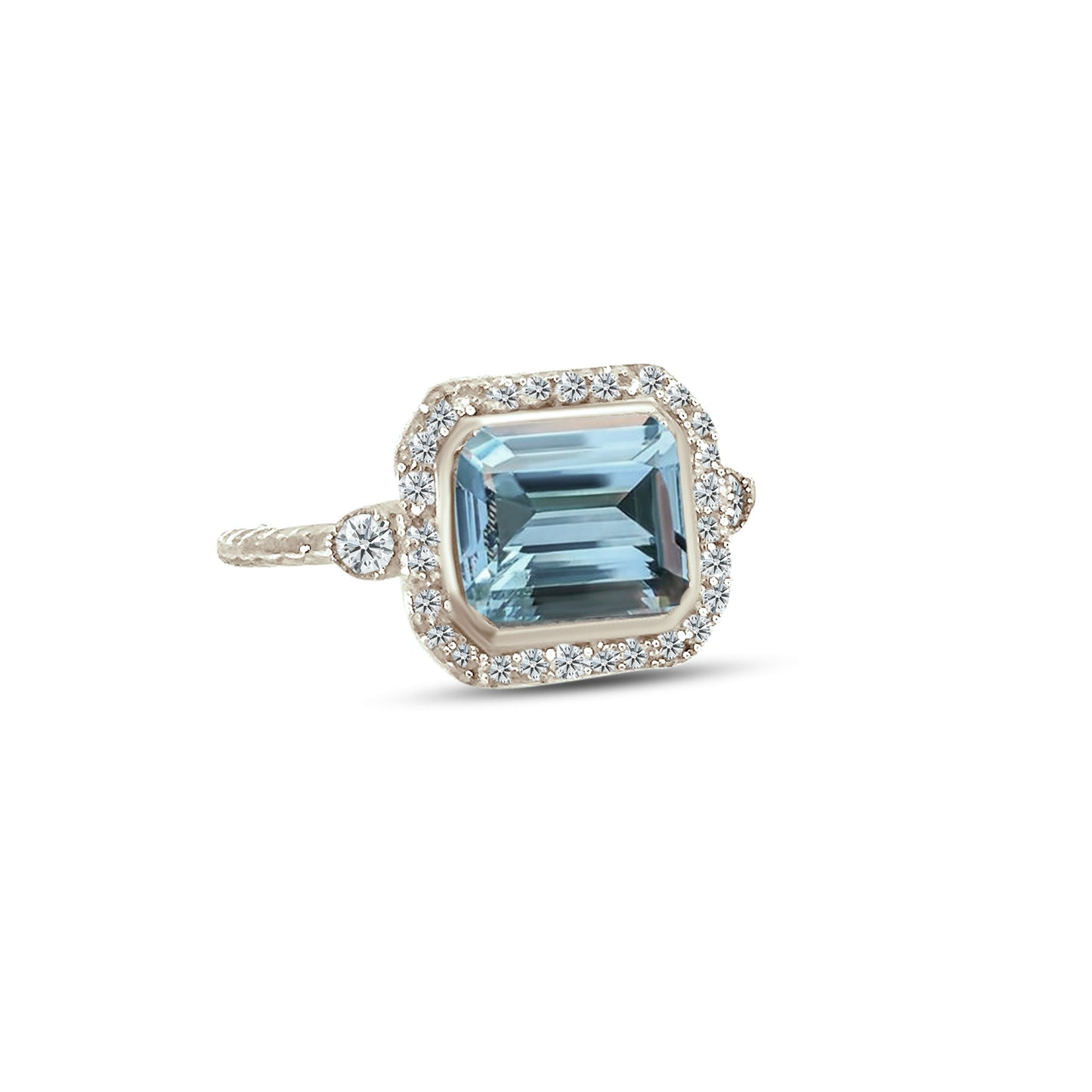 Natural Aquamarine Diamond Ring 6.5 14k White Gold 3.05 TCW Certified $3,950 310652