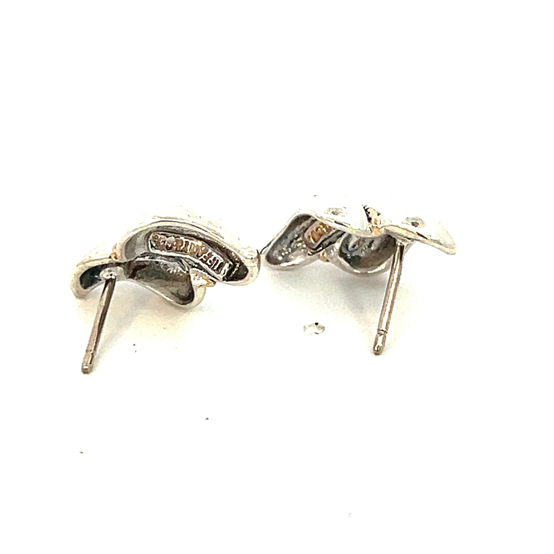 Tiffany & Co Estate Earrings With Original Back Sterling Silver 14k Gold TIF708