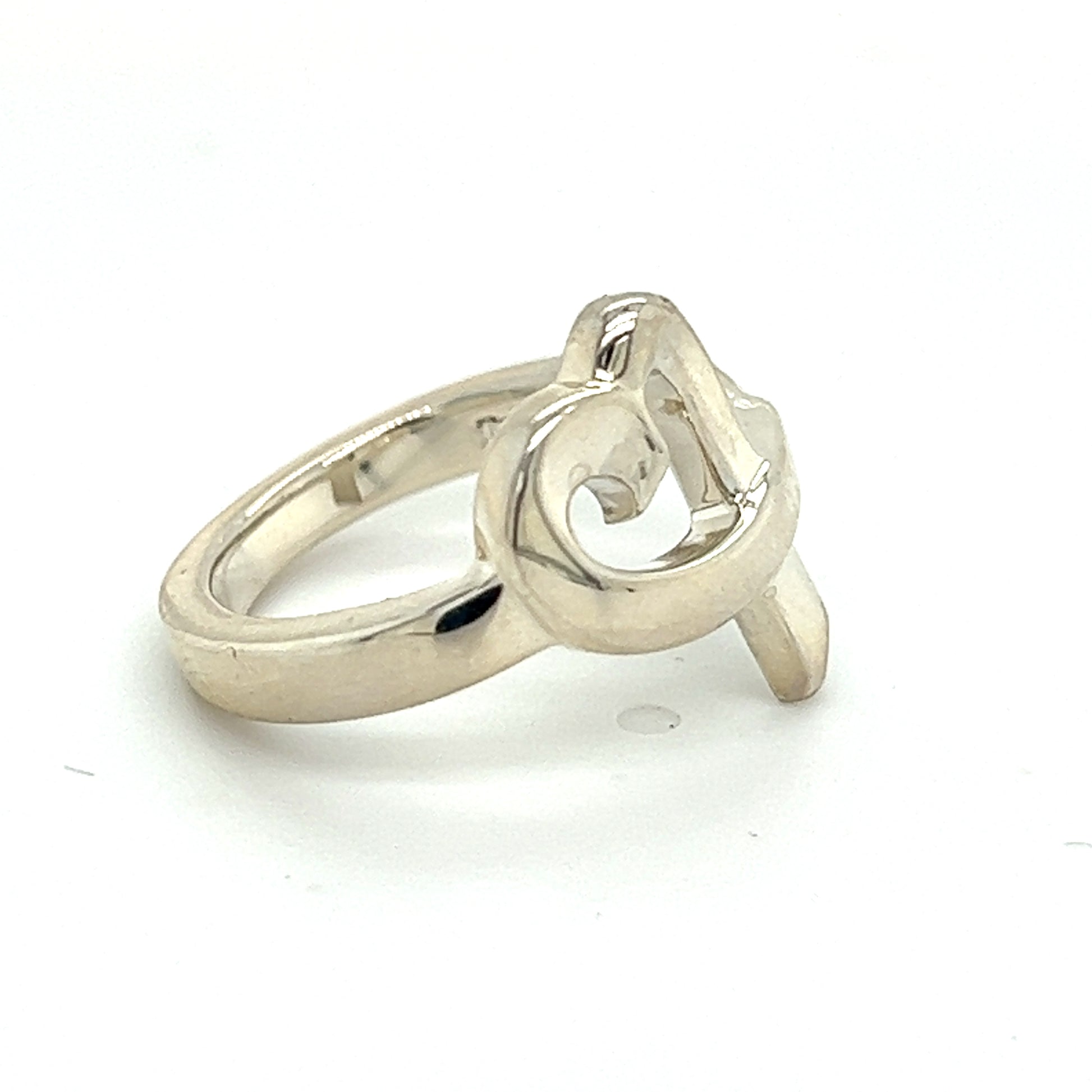 Tiffany & Co Estate Single Loving Heart Ring 6.75 Silver TIF453