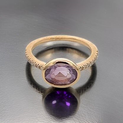 Natural Amethyst Diamond Ring Size 6.5 14k Y Gold 1.87 TCW Certified $2,690 221292