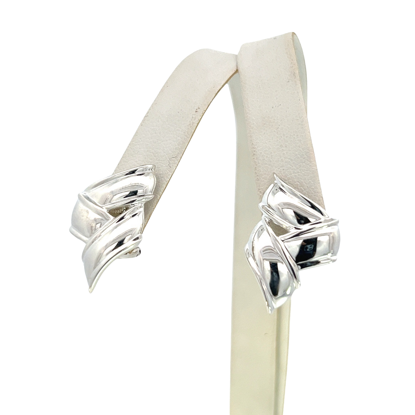 Tiffany & Co Estate Three Ribbon Clip-on Earrings Sterling Silver TIF520 - Certified Fine Jewelry