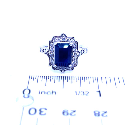 Natural Sapphire Diamond Ring 6.5 14k White Gold 3.51 TCW Certified $2,950 300214