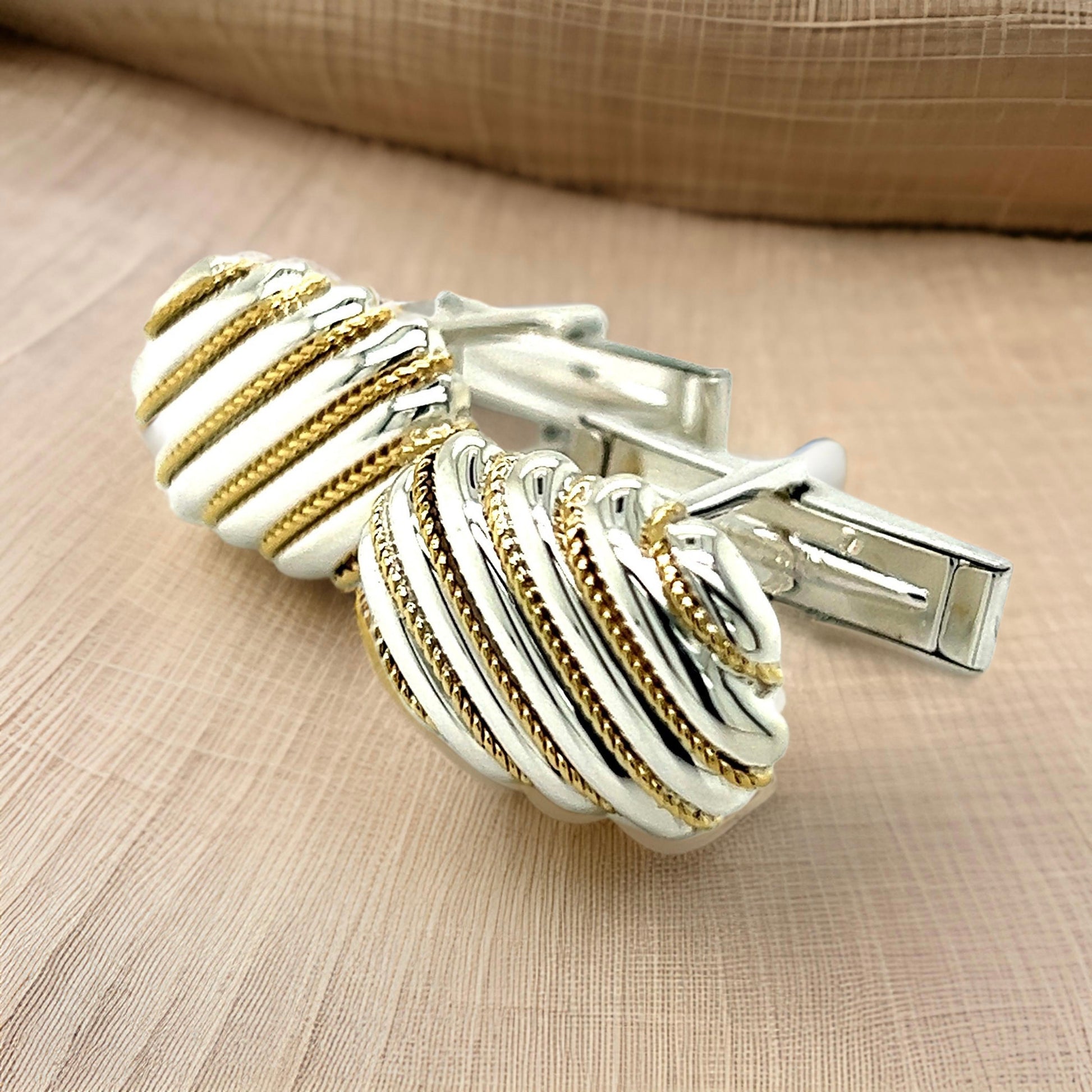 Tiffany & Co Estate Cufflinks 18k Y Gold + Sterling Silver TIF735