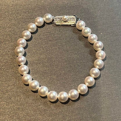 Mikimoto Estate Akoya Pearl Bracelet 7.25 Silver 6.5 - 7 mm M355