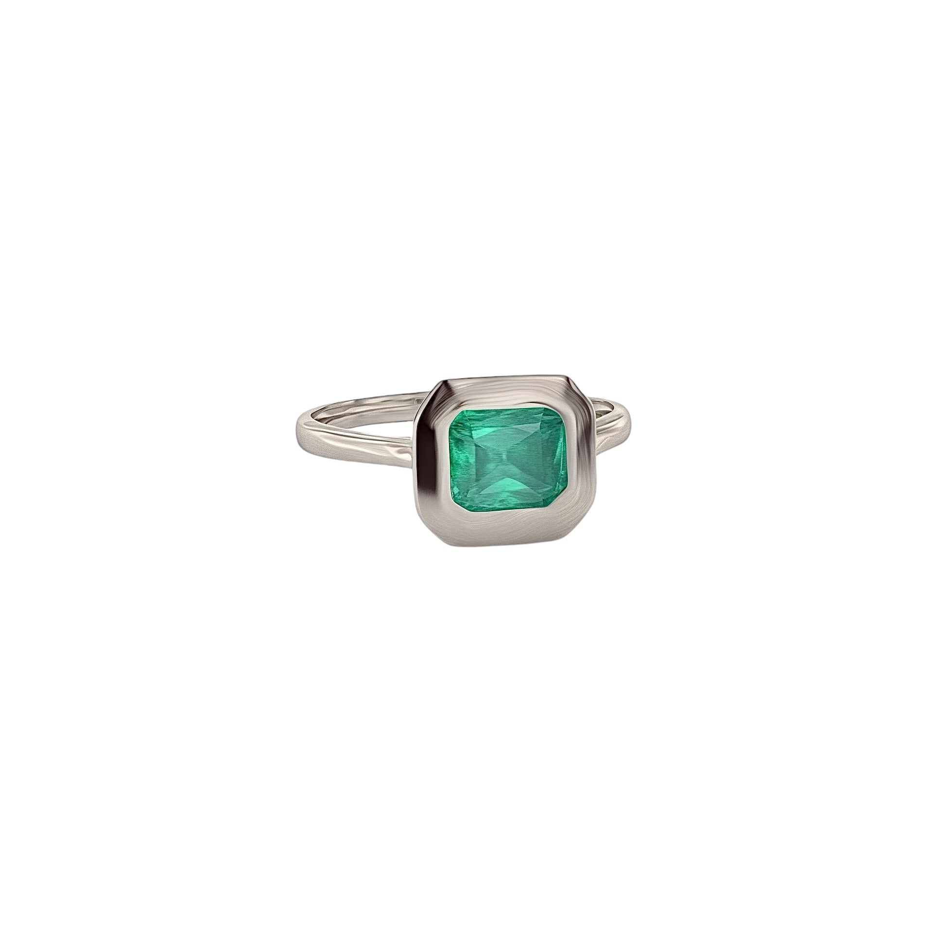 Natural Solitaire Colombian Emerald Ring Size 6.5 14k White Gold 1.22 Cts Certified $3,950 310580