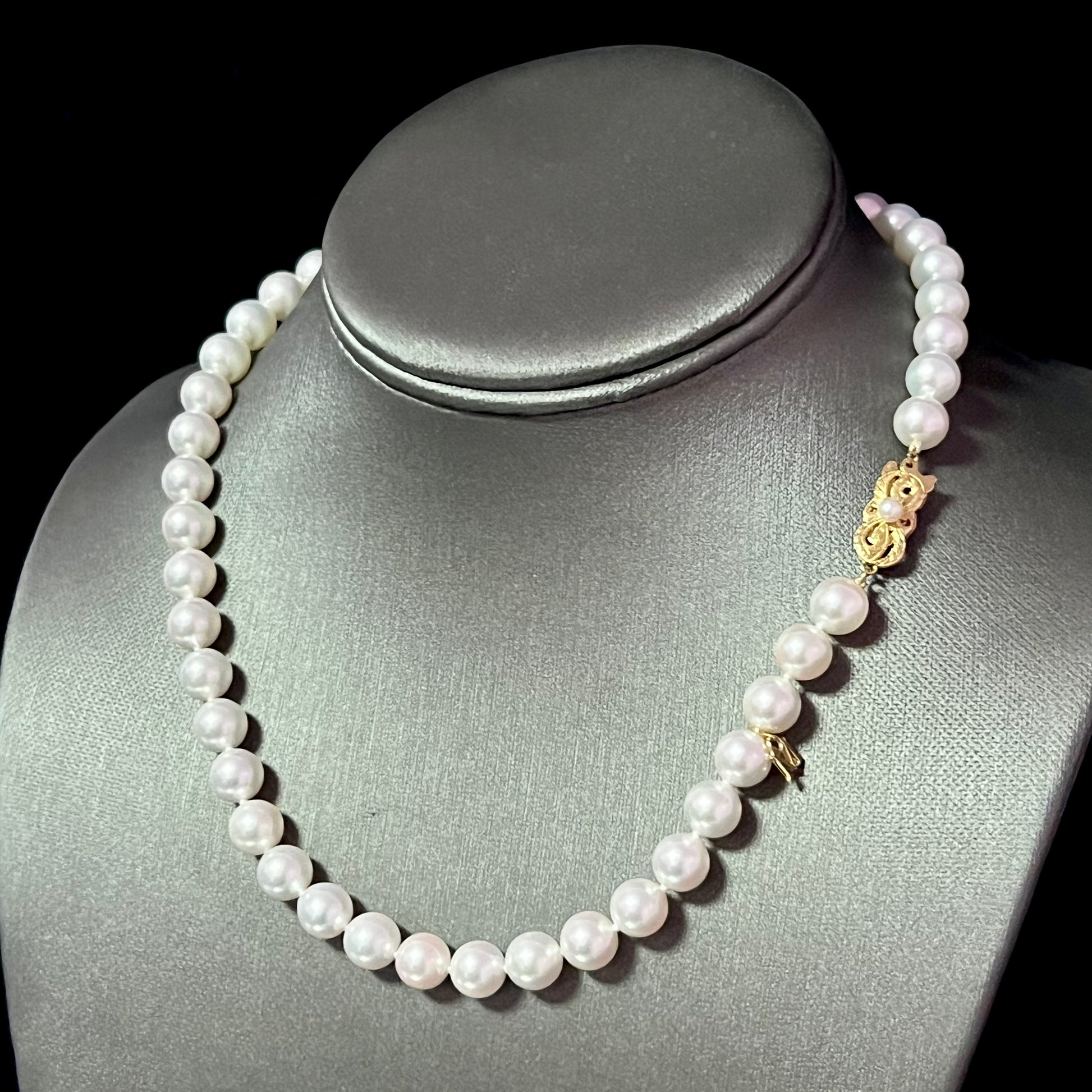 Mikimoto Estate Akoya Pearl Necklace 17" 18k Y Gold 8.5 mm Certified $10,750 311591 - Certified Fine Jewelry