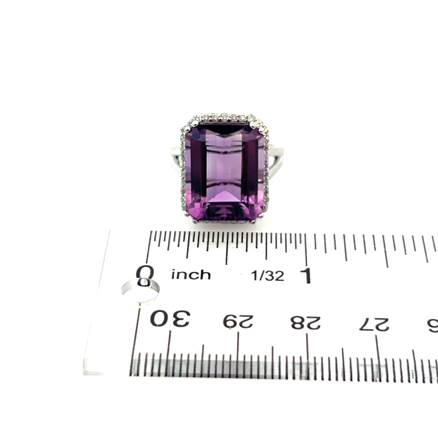 Natural Amethyst Diamond Ring 14k White Gold 12.48 TCW Certified $4,950 409159