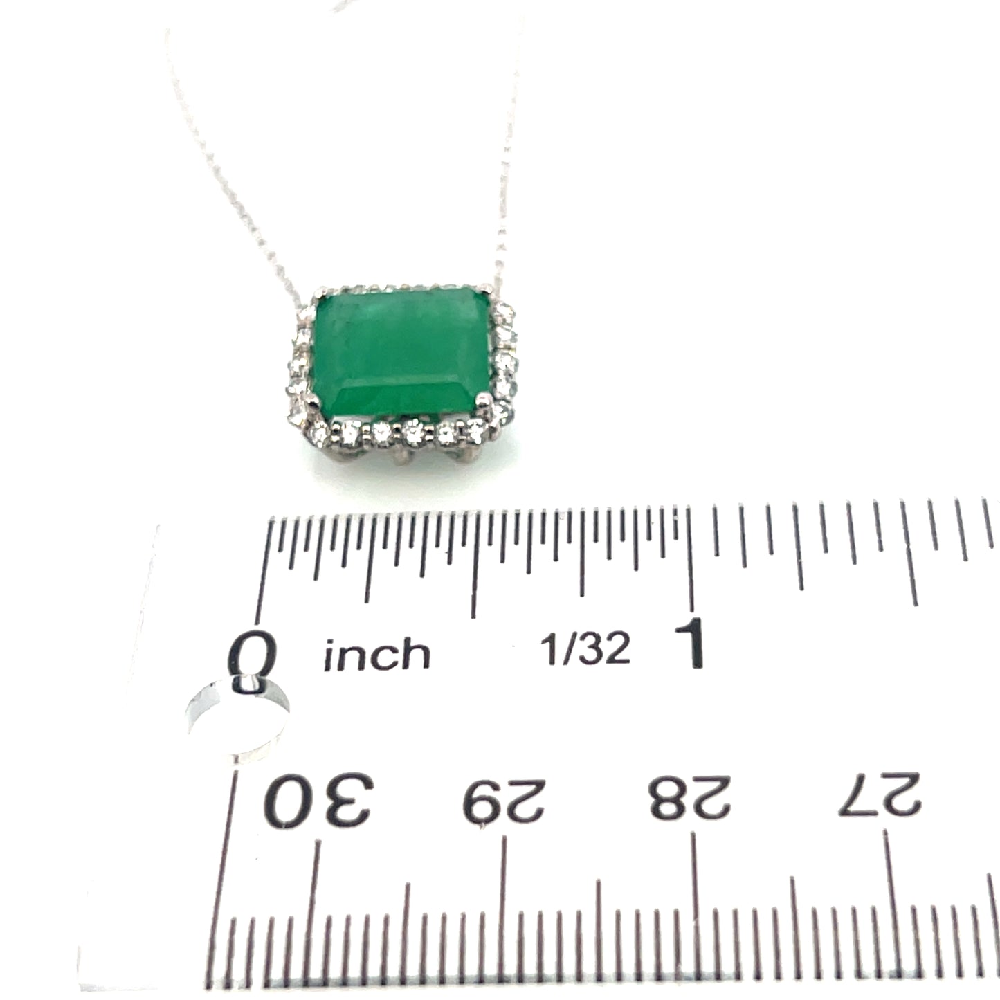 Natural Emerald Diamond Necklace 18" 14k White Gold 2.64 TCW Certified $3,950 410443