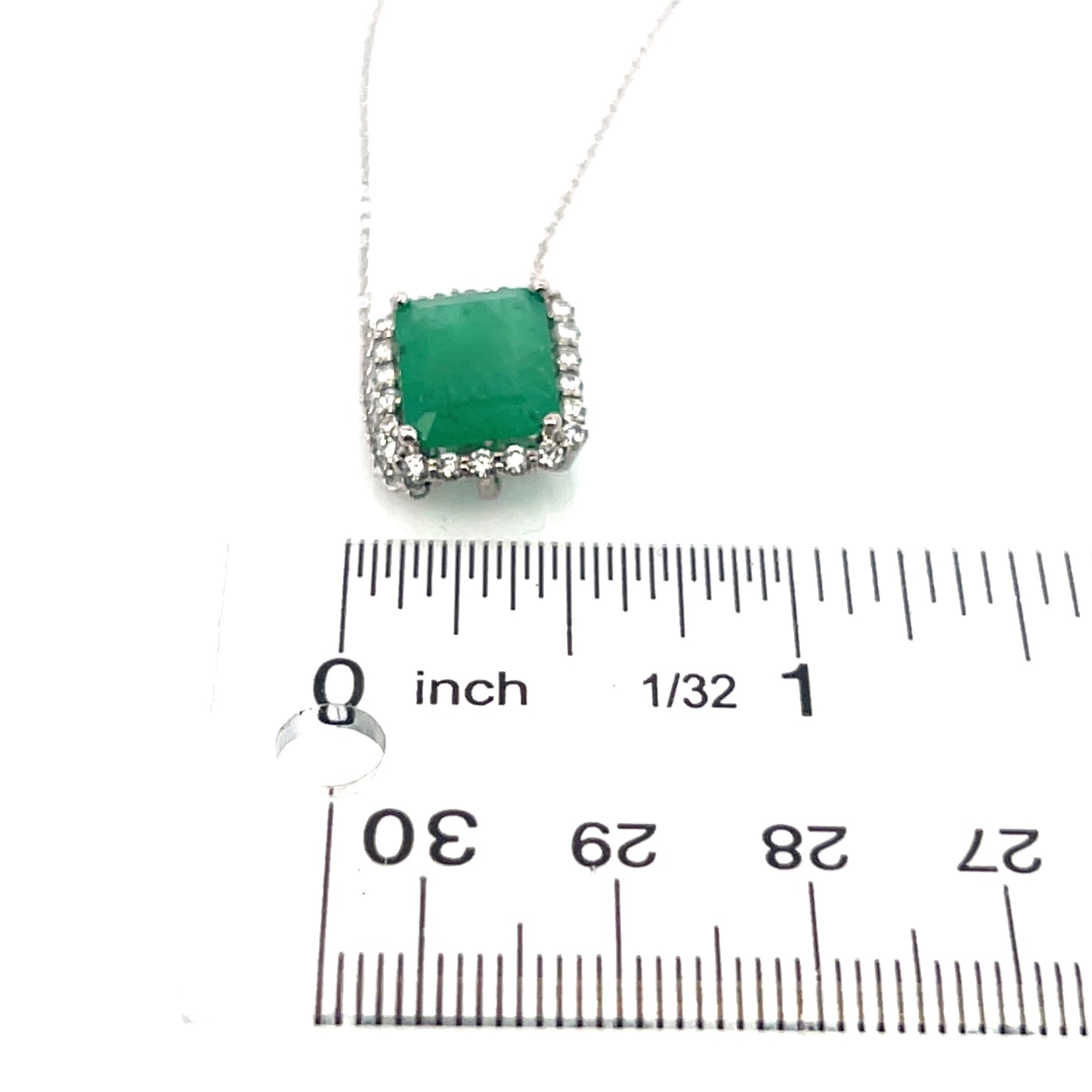 Natural Emerald Diamond Necklace 18" 14k White Gold 2.64 TCW Certified $3,950 410443