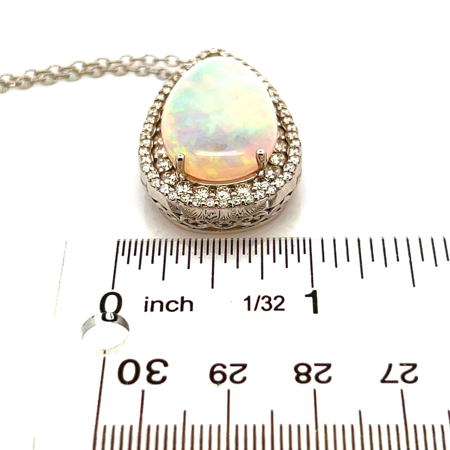 Natural Opal Diamond Necklace 20" 14k White Gold 15.14 TCW Certified $8,750 410446