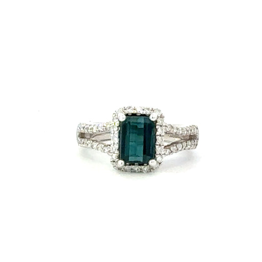 Natural Indicolite Tourmaline Diamond Ring Size 6.5 14k Gold 1.68 TCW Certified $5,950 411571