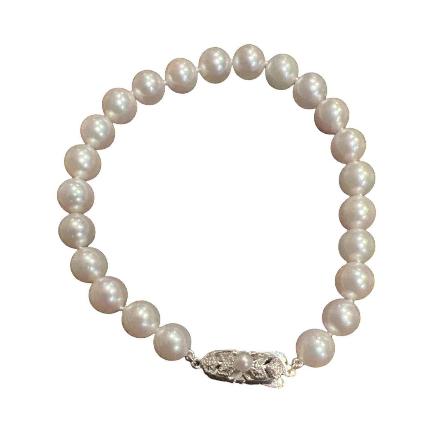 Mikimoto Estate Akoya Pearl Bracelet 8" Silver 7.5-8 mm M406