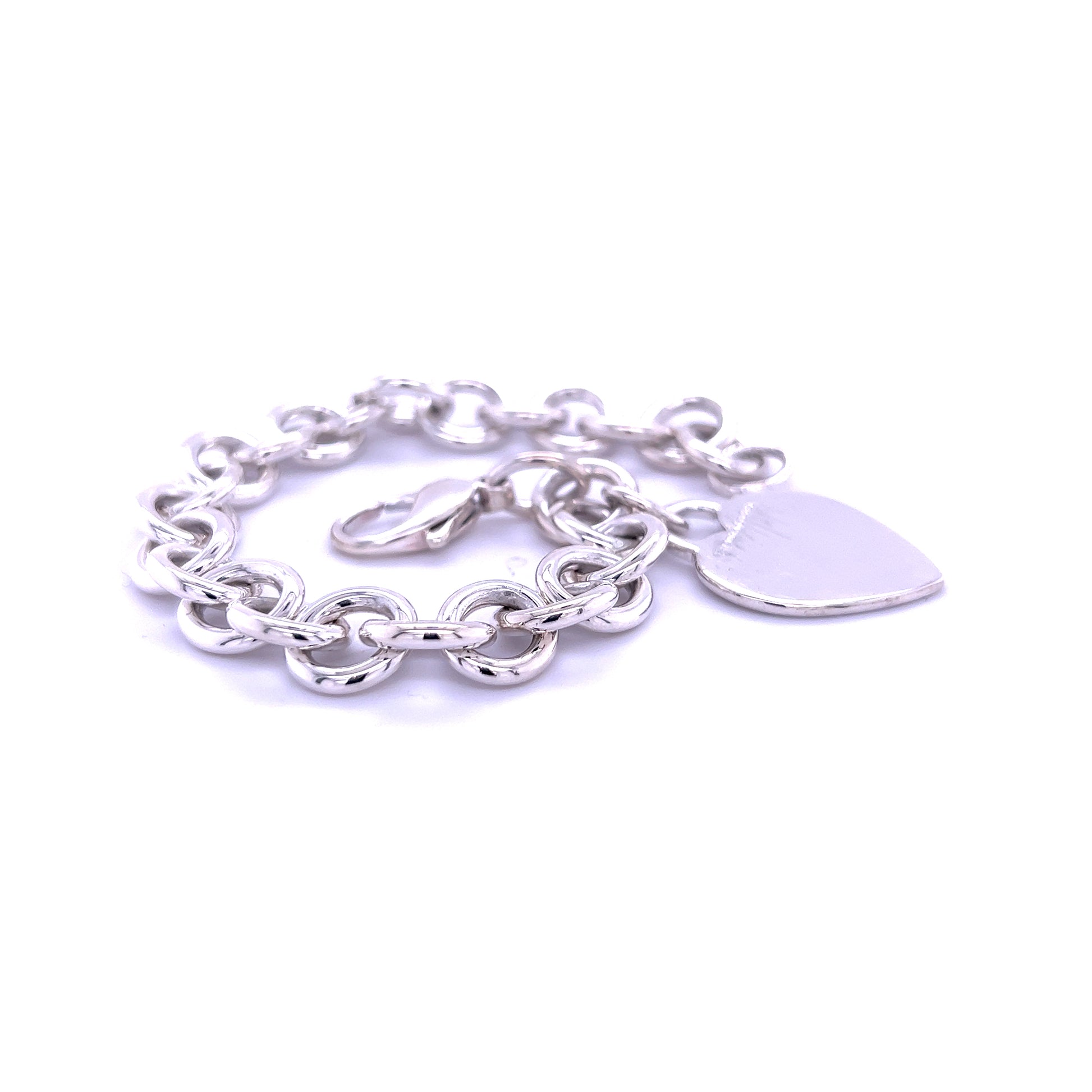 Tiffany & Co Estate Heart Bracelet Size 8" Silver TIF509 - Certified Fine Jewelry