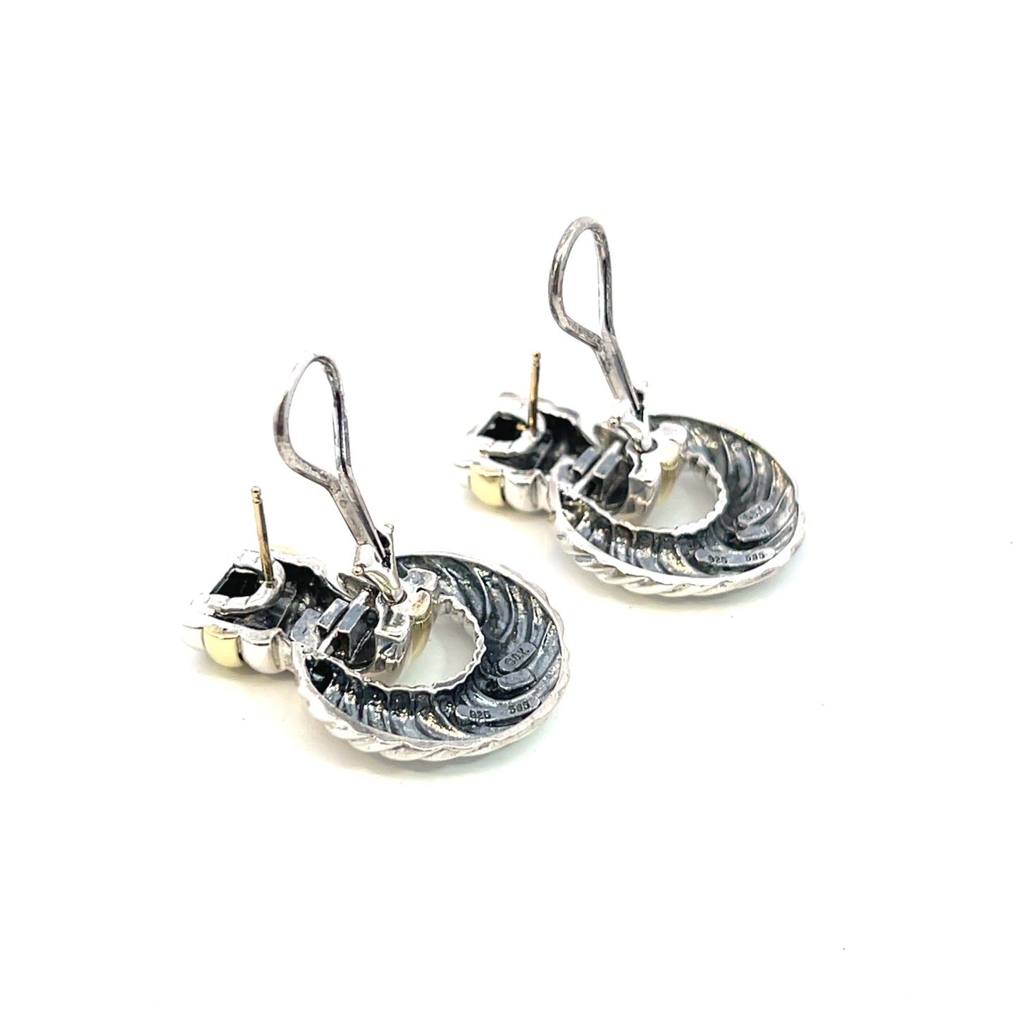 David Yurman Authentic Estate Door Knocker Pierced Earrings 14k Silver DY513