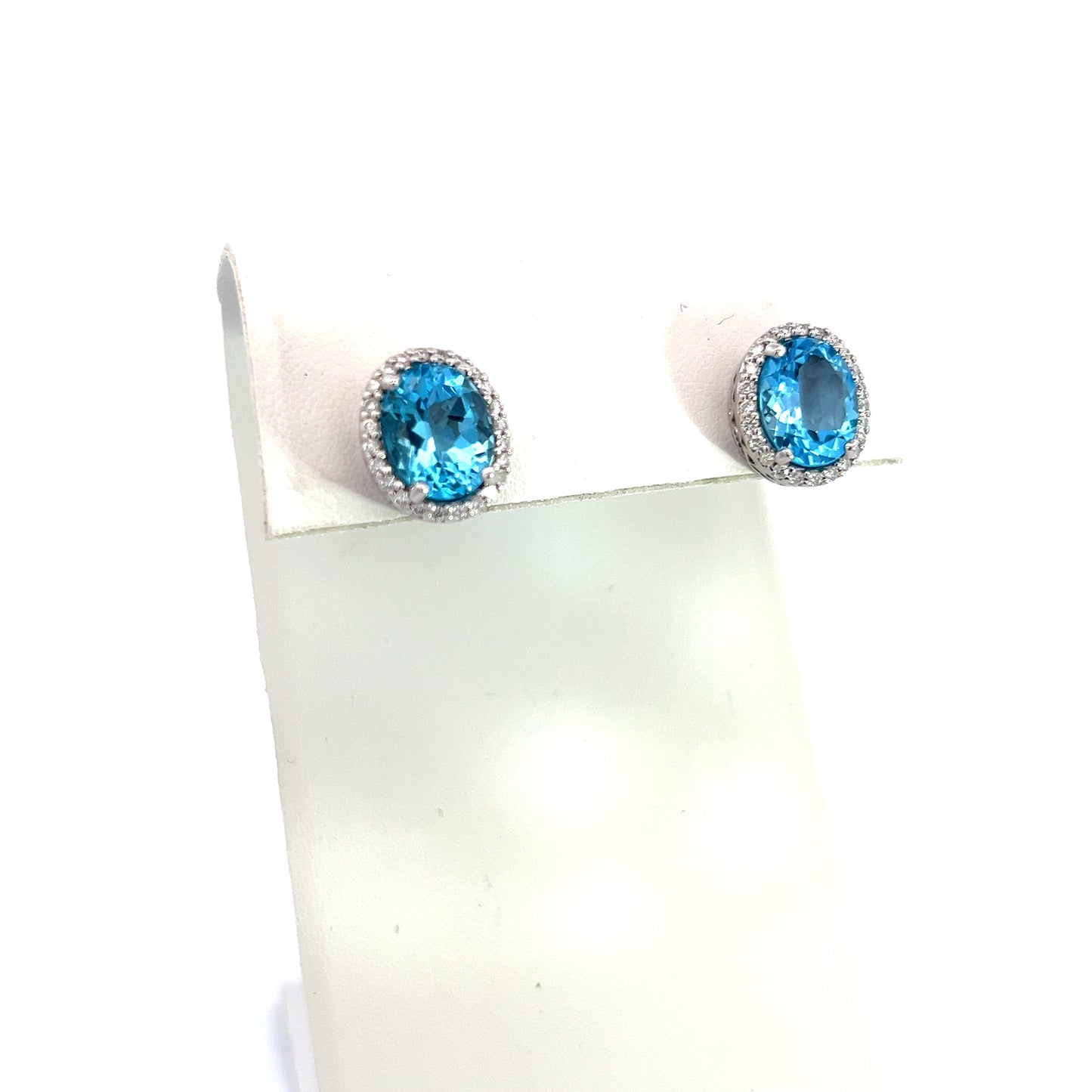 Natural Topaz Diamond Stud Earrings 14k W Gold 6.98 TCW Certified $3,950 311647
