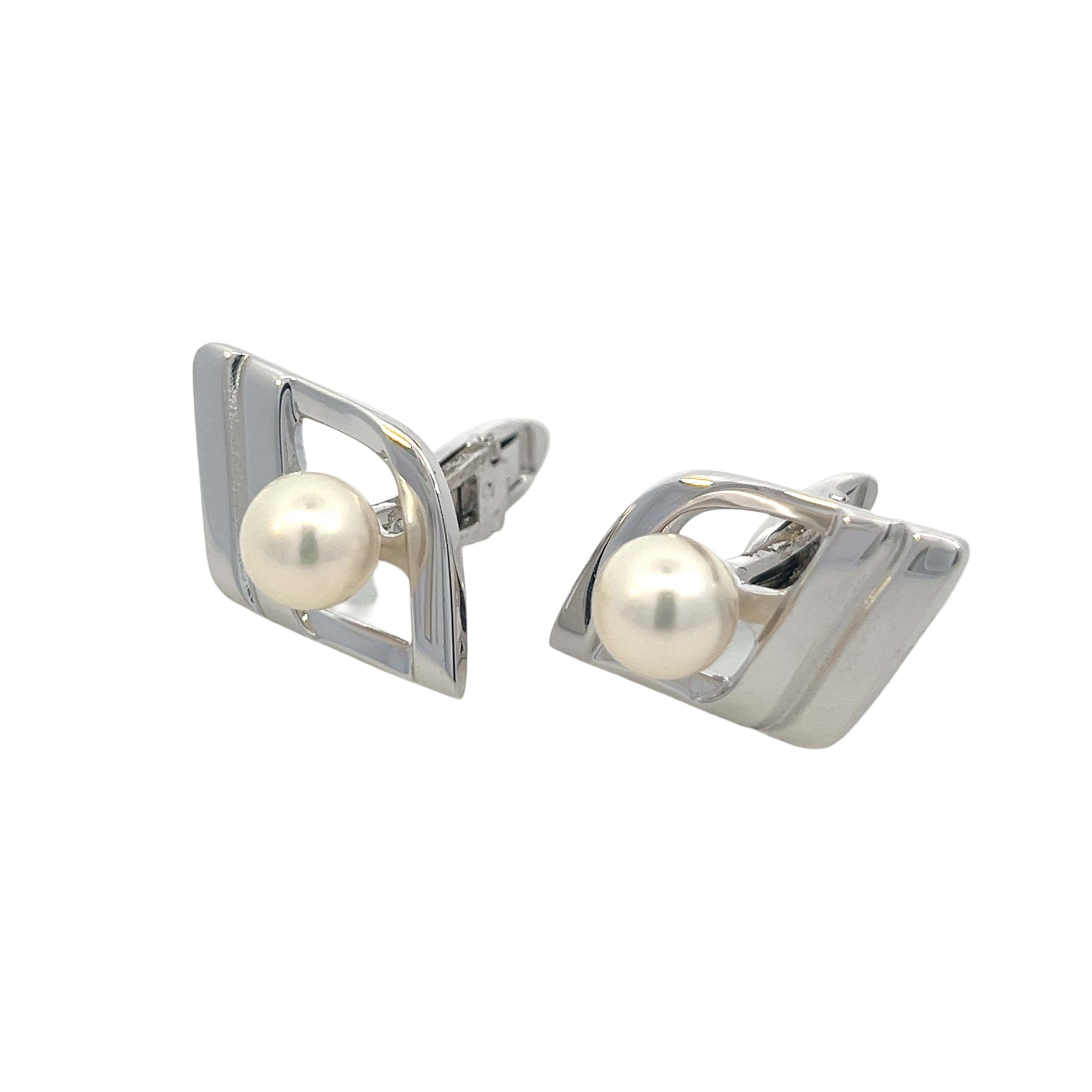 Mikimoto Estate Akoya Pearl Cufflinks Silver 7.50 mm M400