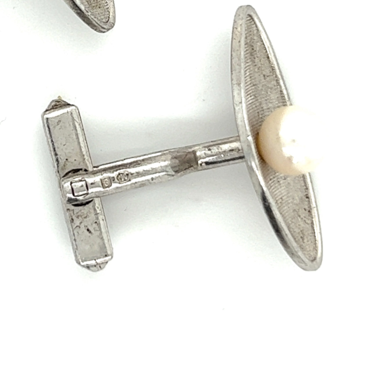 Mikimoto Estate Akoya Pearl Mens Cufflinks 6.5 mm Sterling Silver M311