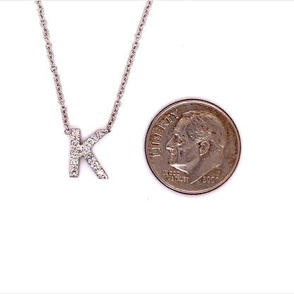 Diamond Letter "K" Pendant Necklace 18" 14k Gold 0.14 TCW Certified $1,950 121275