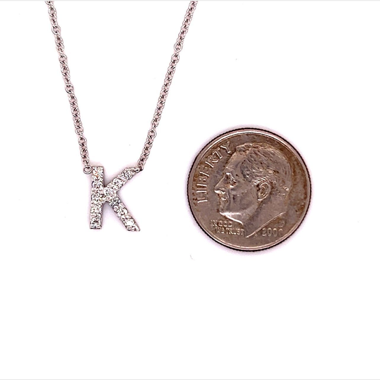 Diamond Letter "K" Pendant Necklace 18" 14k Gold 0.14 TCW Certified $1,950 121275 - Certified Fine Jewelry