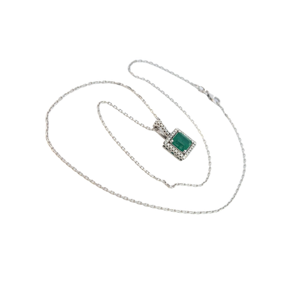 Natural Emerald Diamond Pendant 18" 14k WG 2.05 TCW Certified $4,950 309025