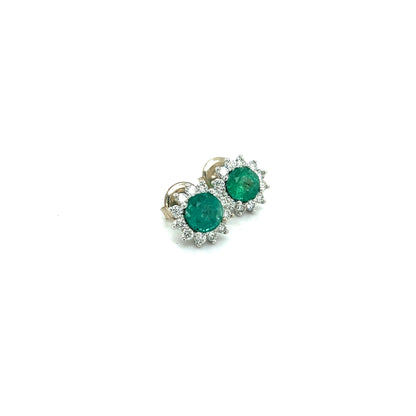 Natural Emerald Diamond Stud Earrings 14k W Gold 3.14 TCW Certified $3,950 307913