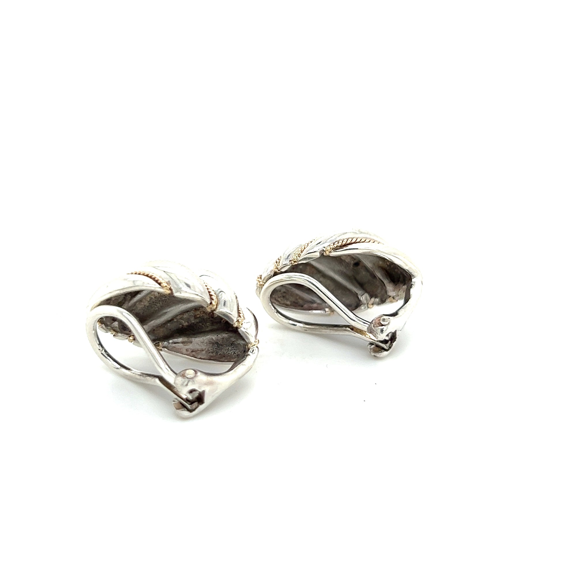 Tiffany & Co Estate Shrimp Earrings 18k Gold + Sterling Silver TIF639