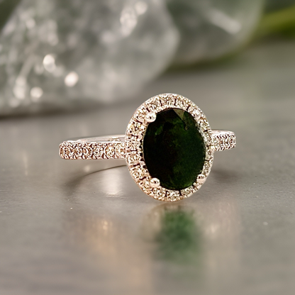 Natural Emerald Diamond Ring 6.5 14k White Gold 9.31 TCW Certified $2,950 310616