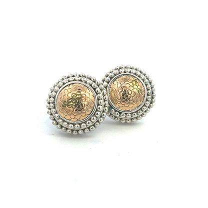 John Hardy Estate Clip on Earrings Silver 18k Yellow Gold JH97