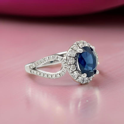 Natural Sapphire Diamond Ring Size 6.25 14k W Gold 2.31 TCW Certified $4,975 402670