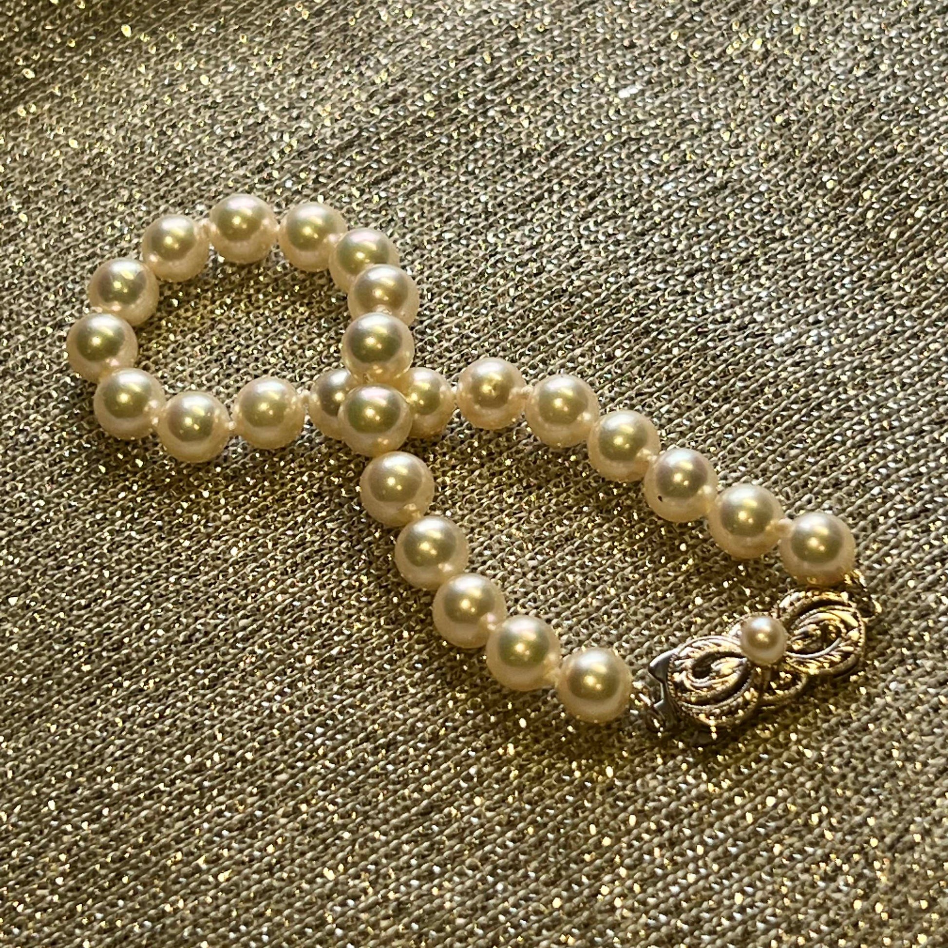 Mikimoto Estate Akoya pearl Bracelet 7" Sterling Silver 6 mm M377