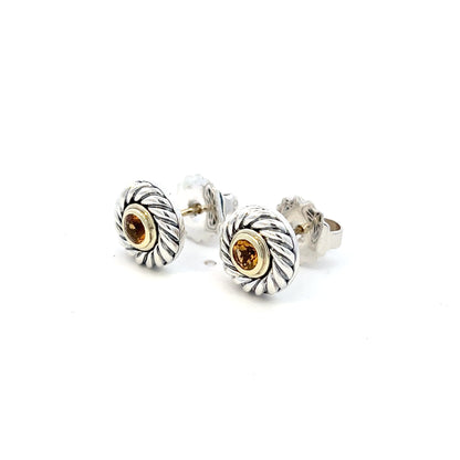 David Yurman Authentic Estate Citrine Stud Earrings 14k + Silver DY515