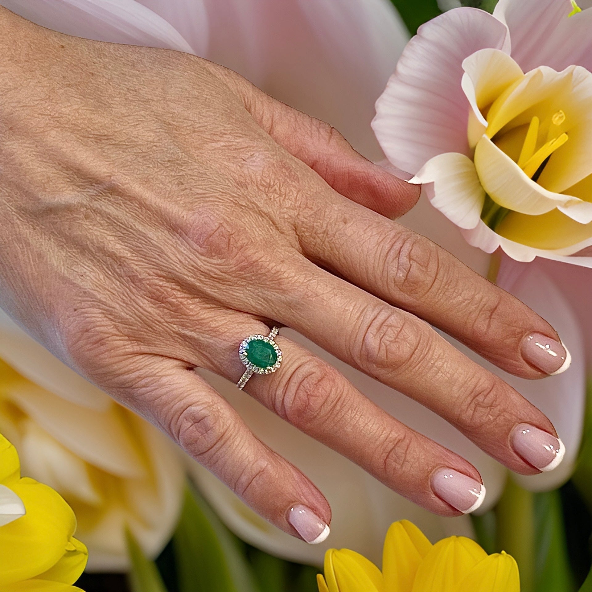 Natural Emerald Diamond Ring Size 6.5 14k White Gold 2.16 TCW Certified $4,950 310997