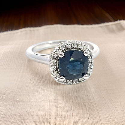 Natural Sapphire Diamond Ring Size 6.5 14k White Gold 2.25 Certified $3,950 311702