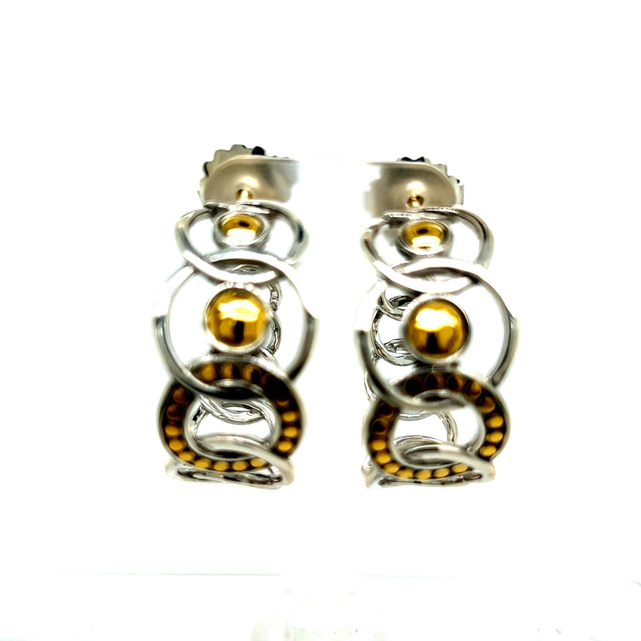 John Hardy Estate Hoop Earrings 22k Gold + Silver JH51 - Certified Fine Jewelry