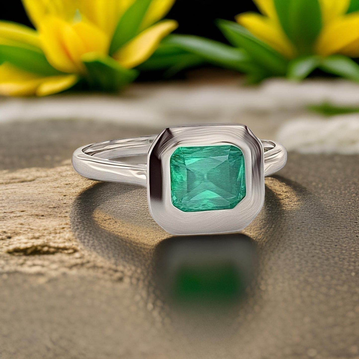 Natural Solitaire Colombian Emerald Ring Size 6.5 14k White Gold 1.22 Cts Certified $3,950 310580