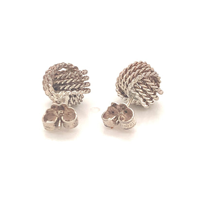 Tiffany & Co Estate Love Knot Earrings Sterling Silver TIF586