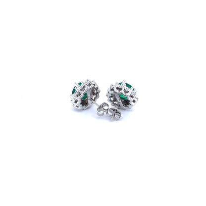 Natural Emerald Diamond Earrings 14k White Gold 3.83 TCW Certified $5,490 211179