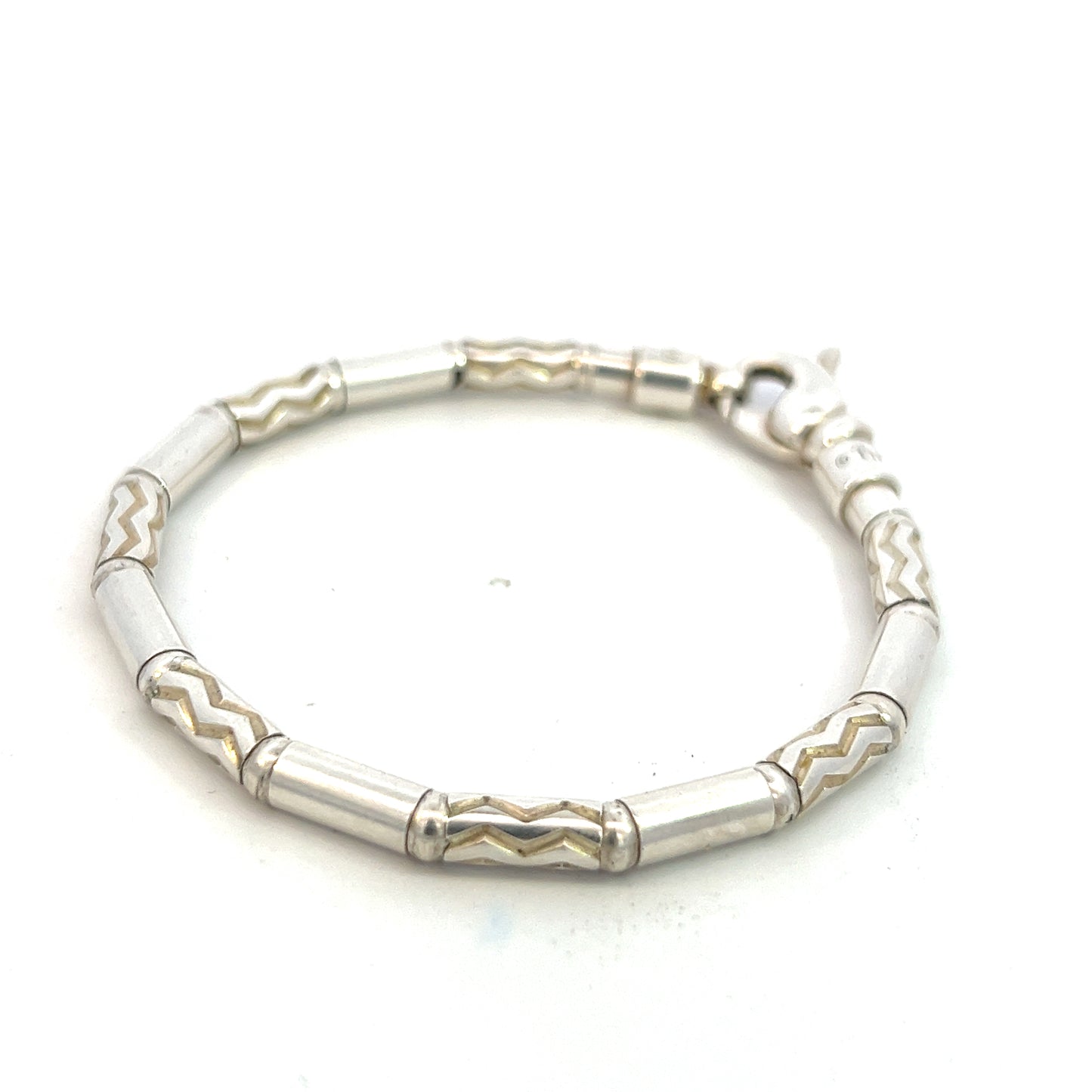 Tiffany & Co Estate German Zig Zag Bracelet 7.5" Sterling Silver 4.5 mm TIF705