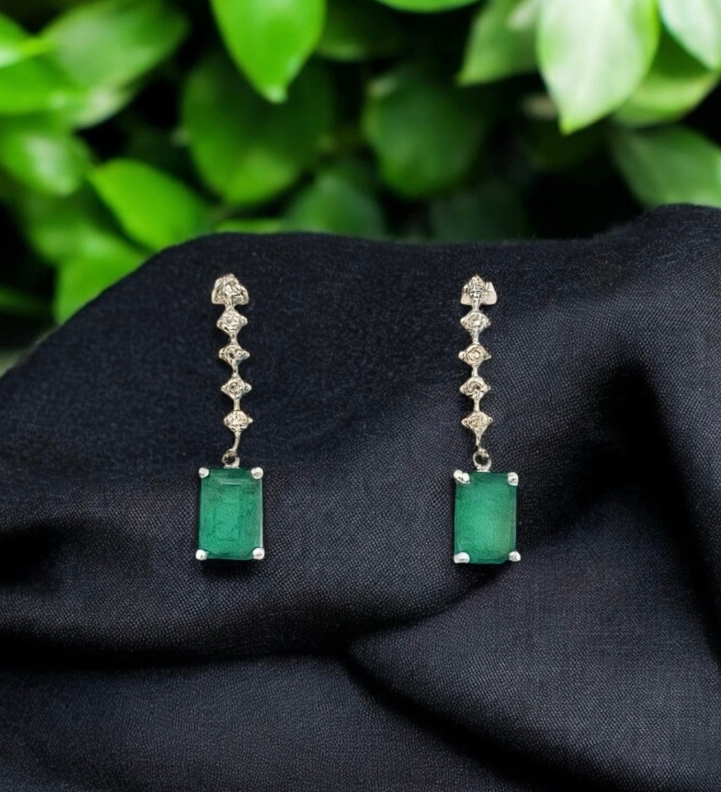 Natural Emerald Diamond Dangle Earrings 14k W Gold 3 TCW Certified $5,950 111555