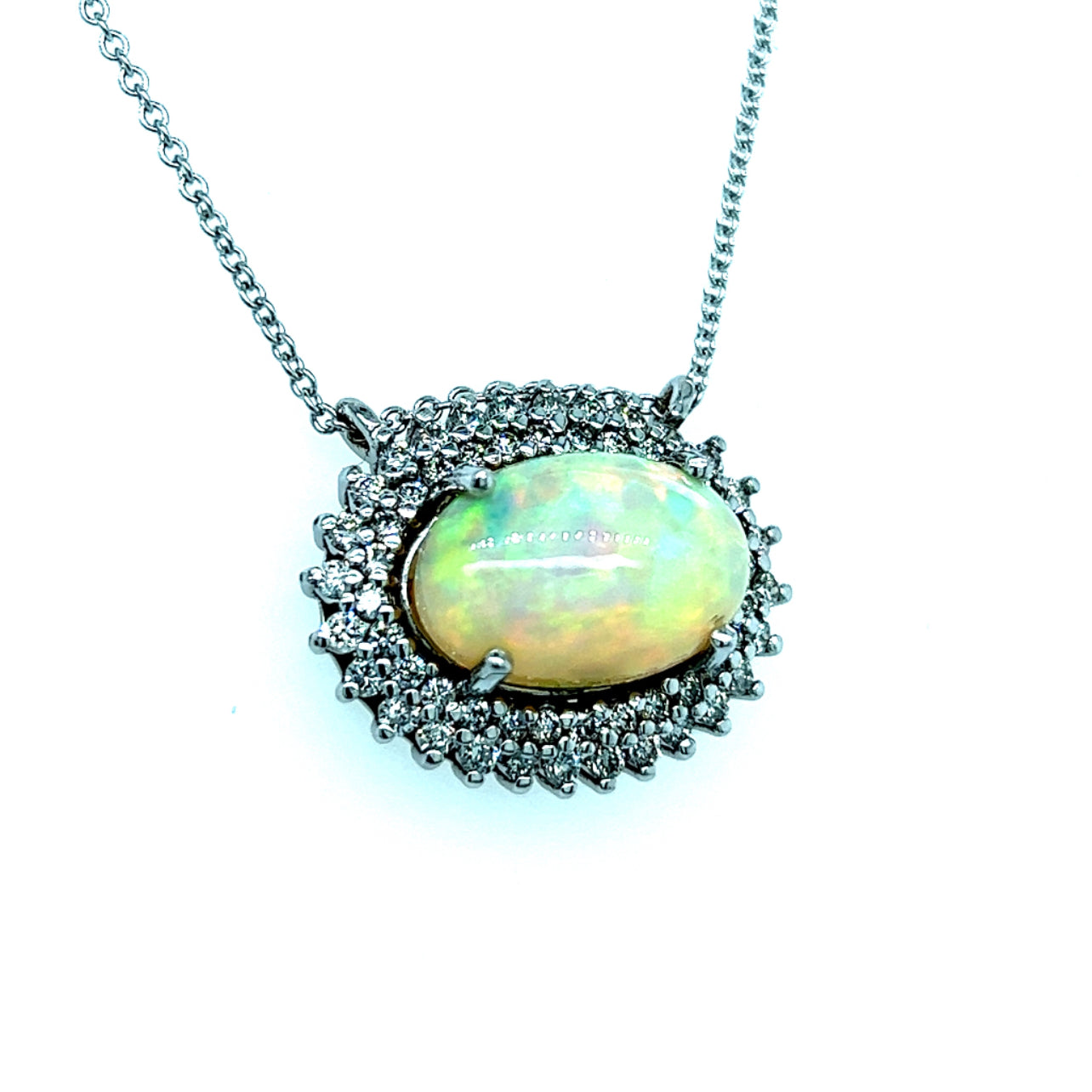 Natural Opal Diamond Pendant Necklace 18" 14k Gold 5.81 TCW Certified $5,950 301789