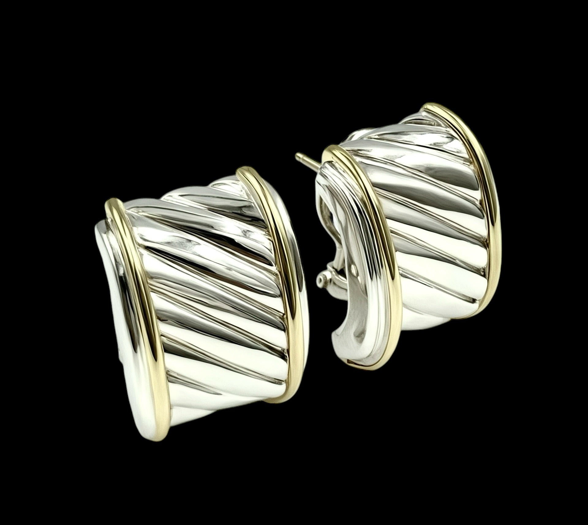 David Yurman Authentic Estate Earrings 14k Gold + Silver DY491