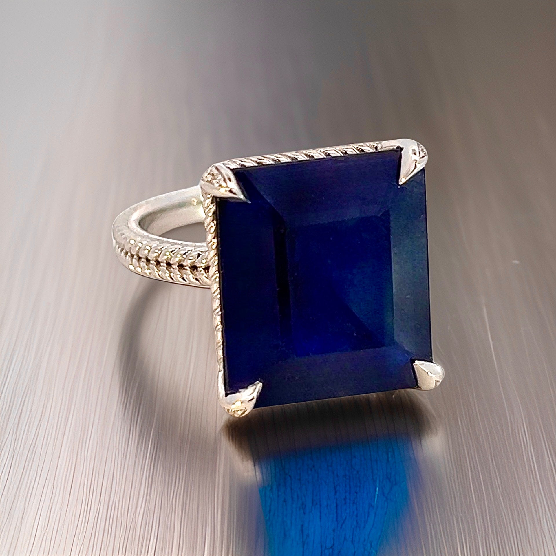 Natural Solitaire Sapphire Ring 6.5 14k W Gold 7 TCW Certified $3,150 310545 - Certified Fine Jewelry
