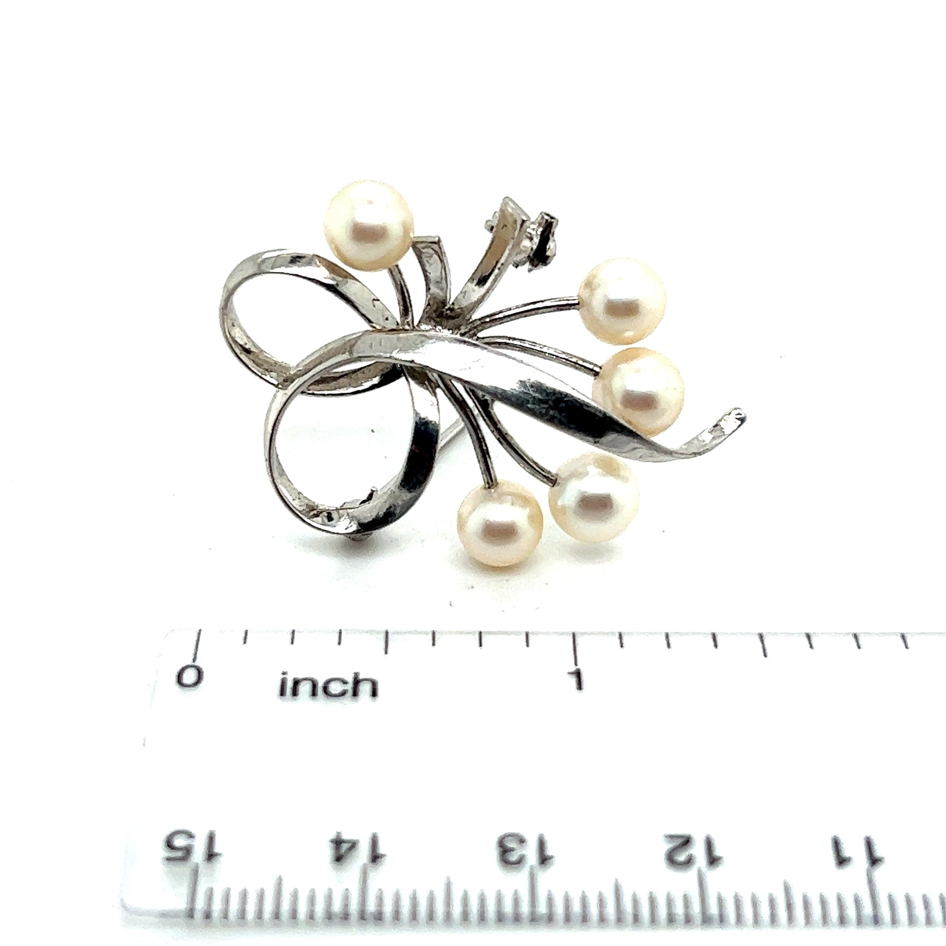 Mikimoto Estate Akoya Pearl Brooch Pin Sterling Silver 6.5 mm M300 - Certified Fine Jewelry
