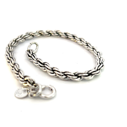 Tiffany & Co Estate Rope Chain Bracelet 8" Sterling Silver TIF612 - Certified Fine Jewelry