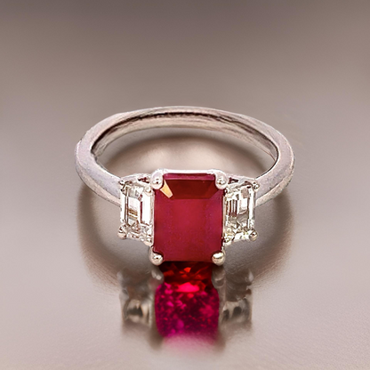 Natural Ruby Sapphire Ring Size 6.5 14k W Gold 2.56 TCW Certified $3,950 310637