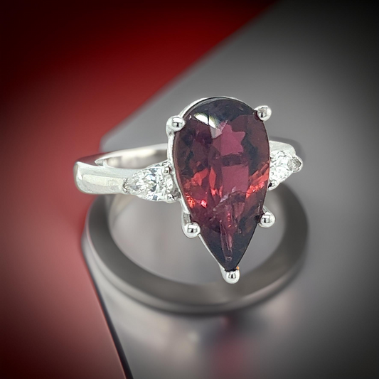 Natural Tourmaline Diamond Ring Size 7 14k W Gold 4.8 TCW Certified $5,975 219121