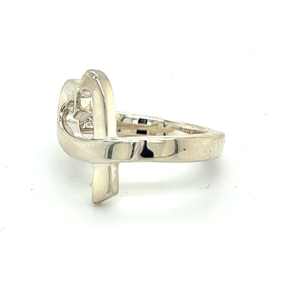 Tiffany & Co Estate Single Loving Heart Ring 6.75 Silver TIF453
